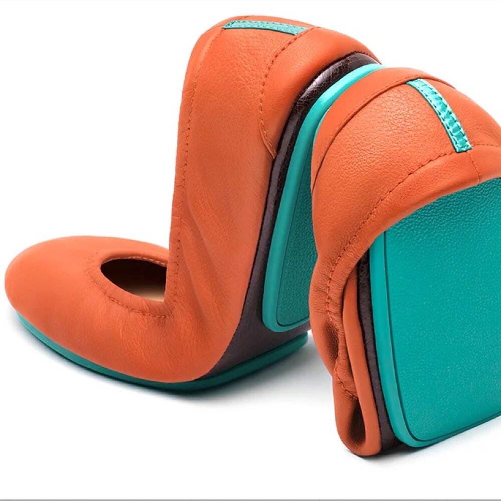 Tieks Italian Leather Ballet Flats Tangerine Orange Size 7